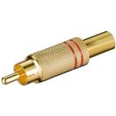 Spina RCA metallica dorata con molla guidacavo, rossa