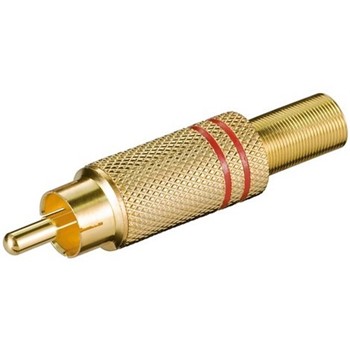 Spina RCA metallica dorata con molla guidacavo, rossa