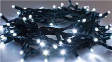 Catena luminosa 120 Led bianco fisso 10 metri, cavo nero Catena luminosa 120 Led bianco fisso 10 metri, cavo nero