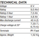 Batteria al piombo 6V 9Ah faston 4.8