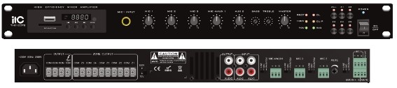 Amplificatore PA mixer 120W 5 zone+