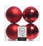 Confezione 4 palline rosse, 10cm plastica, shiny/matt