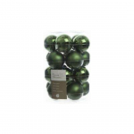 Mini palline vetro 25mm verde bosco box 24 pezzi, 12matt/12 lucide