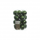 Mini palline vetro 25mm verde bosco box 24 pezzi, 12matt/12 lucide