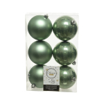 Box 6 palline in plastica verde salvia diametro 8cm