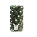 Confezione 37 palline moss green 6cm assortite in plastica