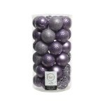 Confezione 37 palline viola 6cm assortite in plastica