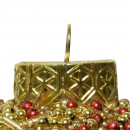 Pallina in vetro con glitter oro e rossi 8cm