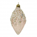 Pallina oliva color perla con glitter diametro 6cm