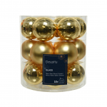 Mini palline in vetro oro 40mm box 18 pezzi, 9 matt/9 lucide