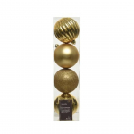 Box 4 palline in plastica oro assortite in plastica diametro 10cm