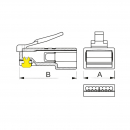 Spina modulare non schermata RJ45 8P CAT6A con cappuccio